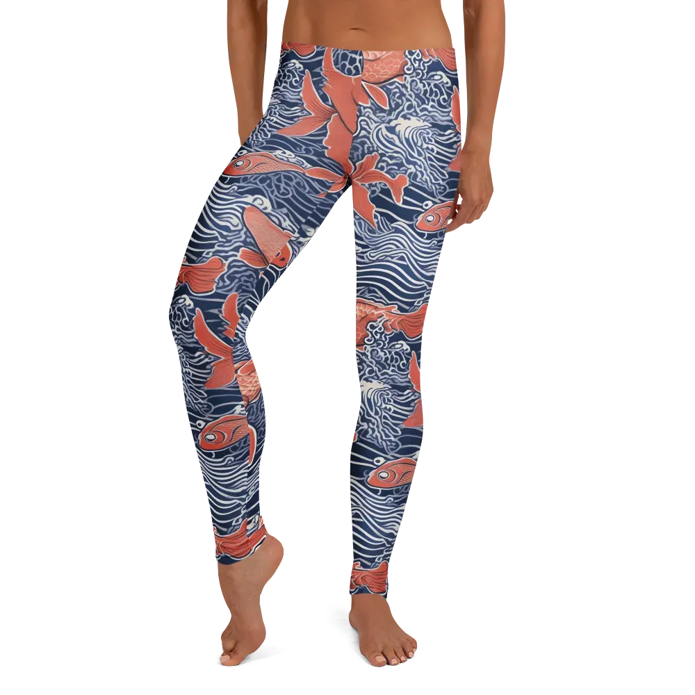 Navy Koi on Leggings — Front
