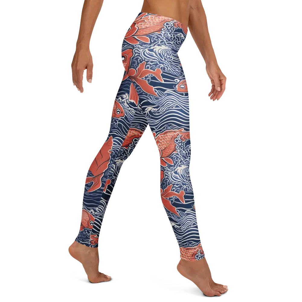 Navy Koi on Leggings — Right
