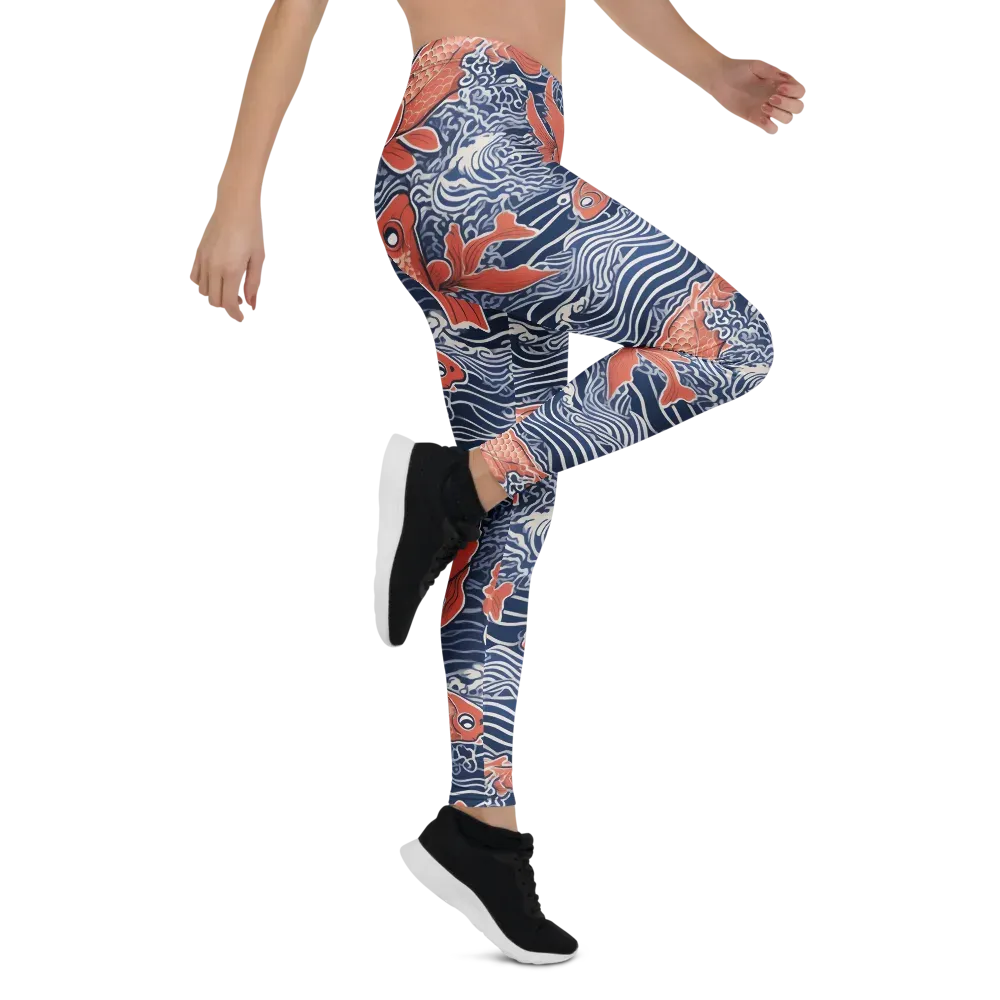 Navy Koi on Leggings — Right