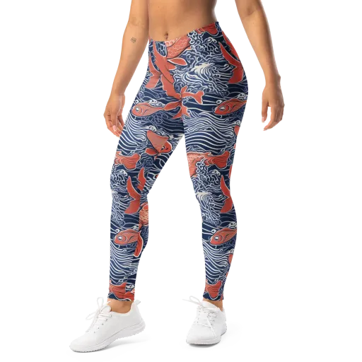 Navy Koi on a Leggings