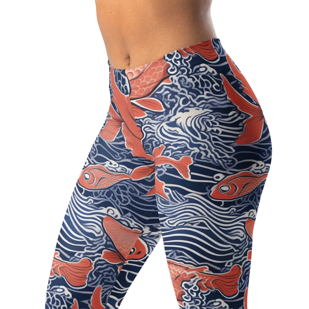 Navy Koi on Leggings — Left Front