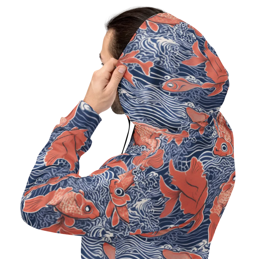 Navy Koi on Hoodie — Back