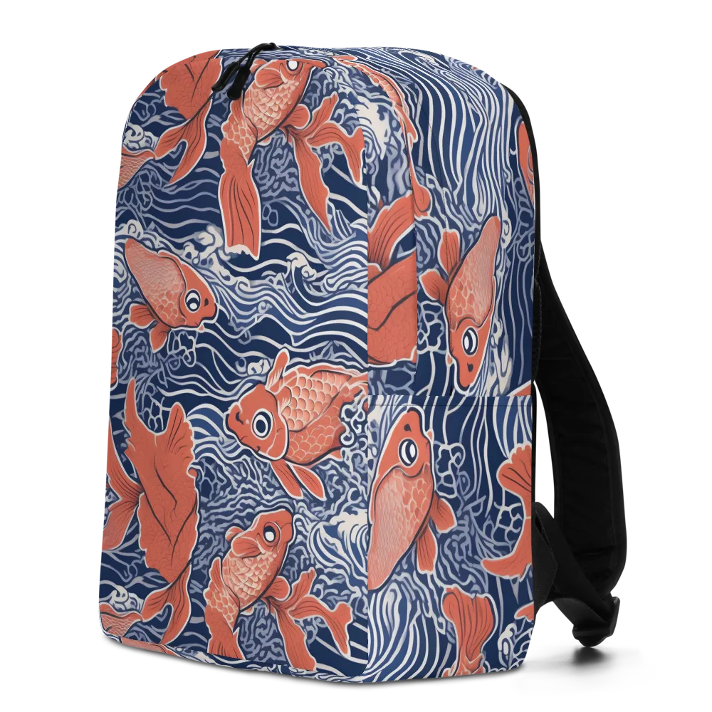 Navy Koi on Minimalist Backpack — Left