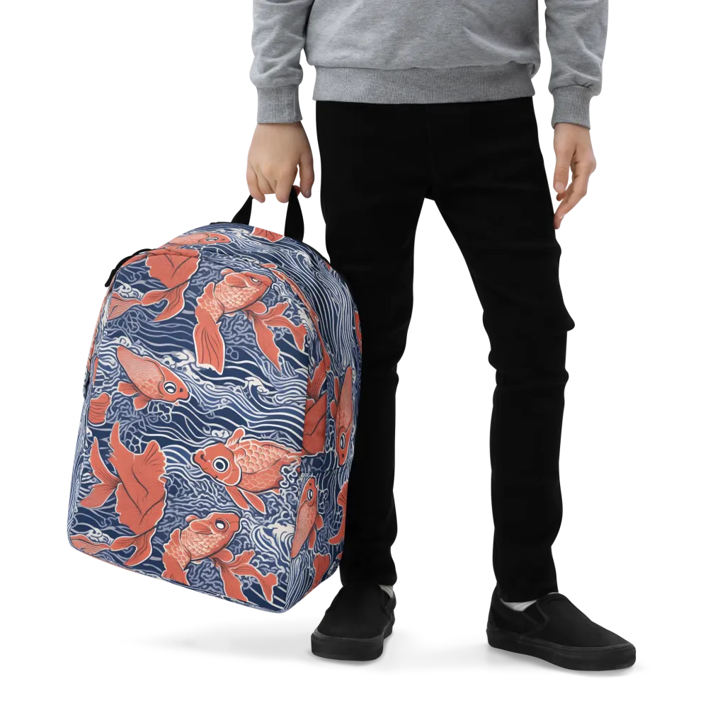 Navy Koi on Minimalist Backpack — Zoomed-in