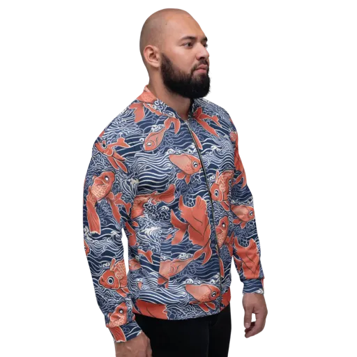 Navy Koi on a Bomber Jacket