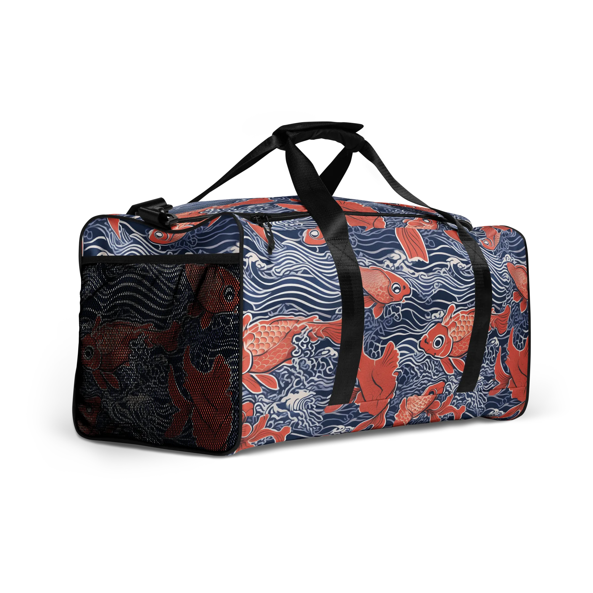 Navy Koi on Duffle Bag — Right Front