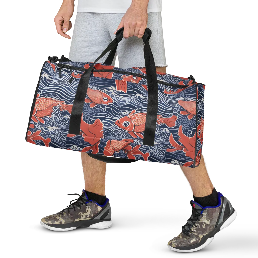 Navy Koi on Duffle Bag — Front