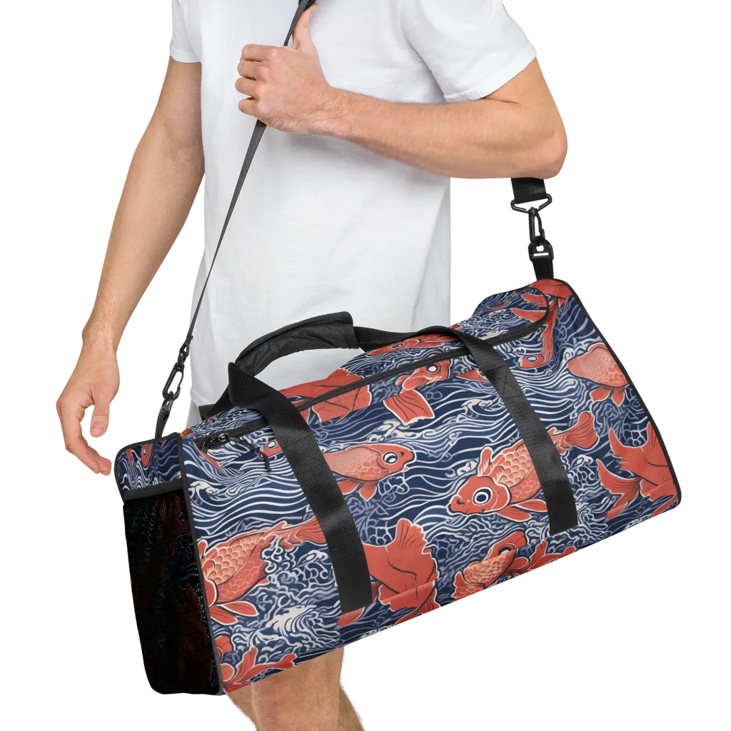 Navy Koi on Duffle Bag — Right Front