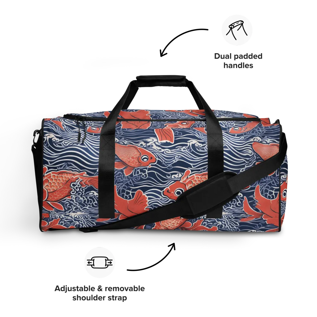 Navy Koi on Duffle Bag — Front