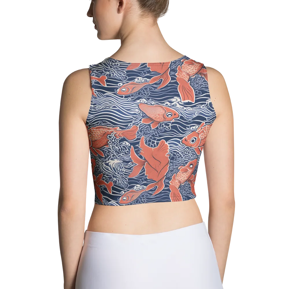 Navy Koi on Crop Top — Back