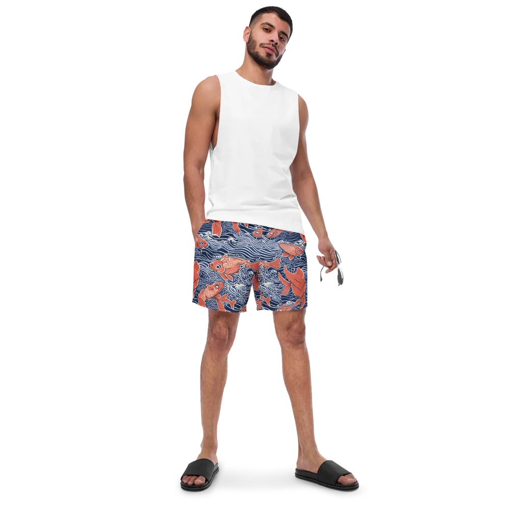 Navy Koi on Swim Trunks — Front