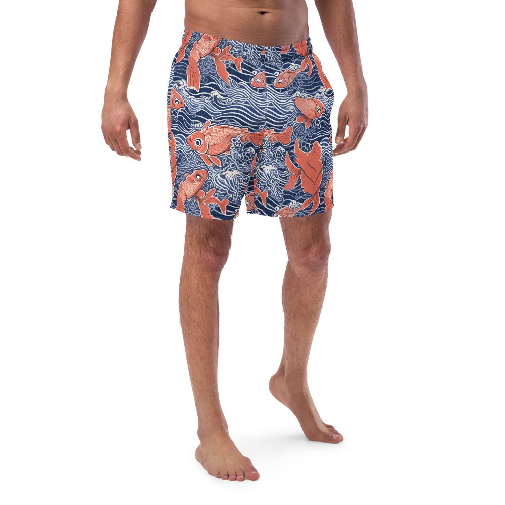 Navy Koi on Swim Trunks — Front