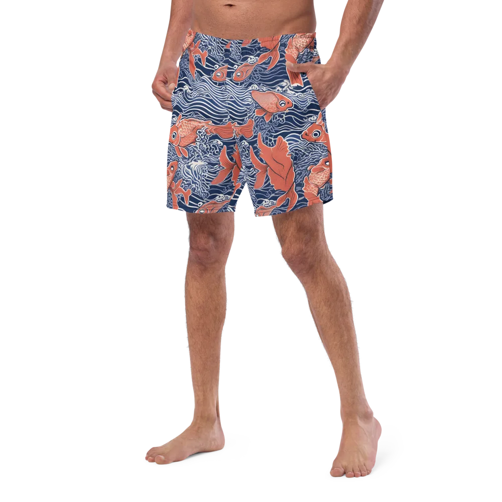 Navy Koi on Swim Trunks — Left Front