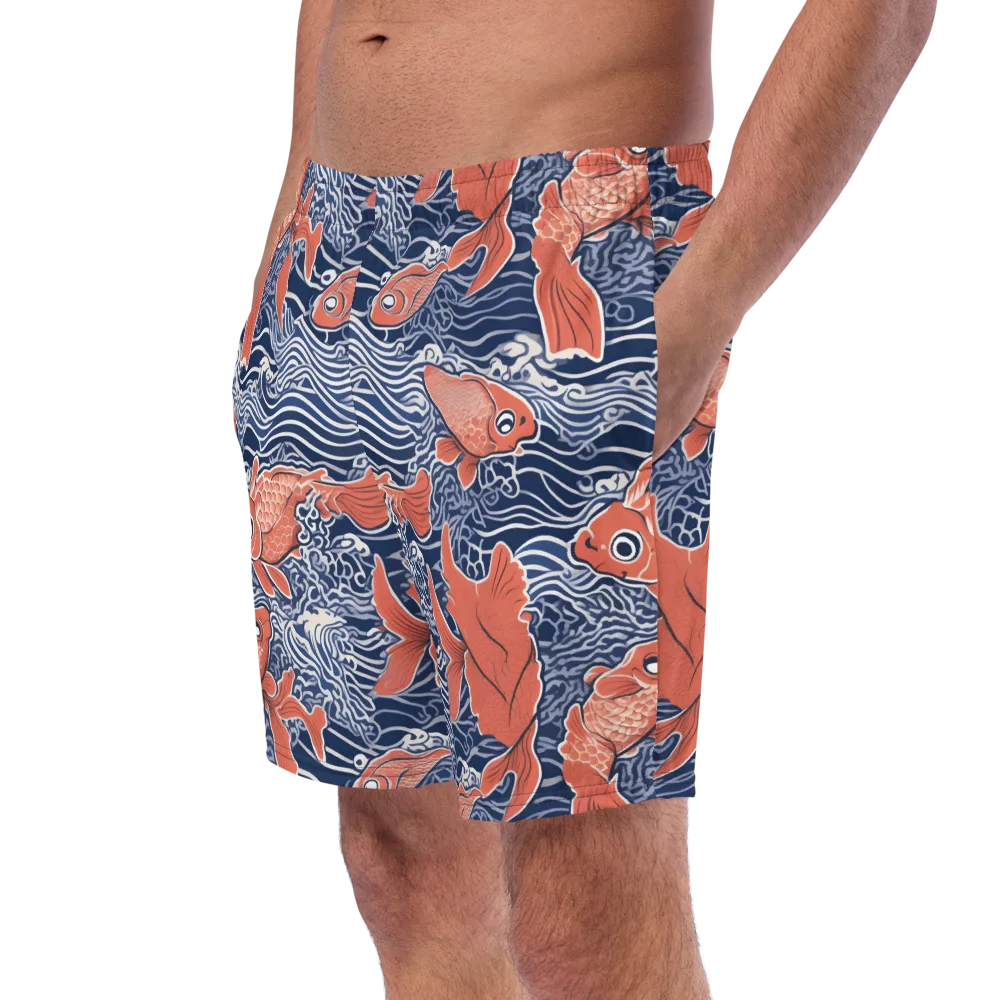Navy Koi on Swim Trunks — Left Front