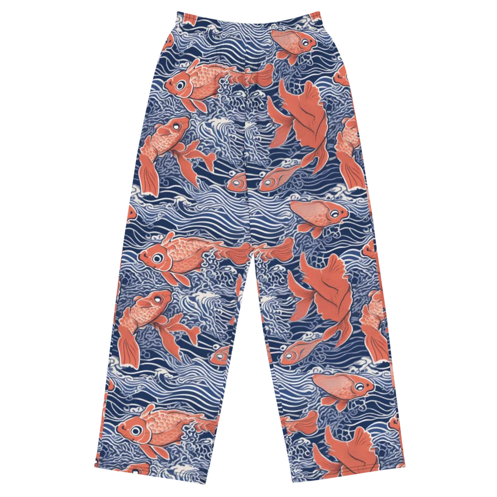 Navy Koi on Wide-Leg Pants — Front