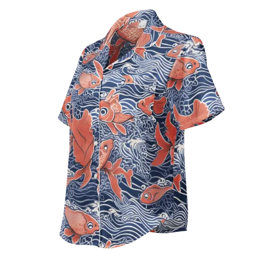 Navy Koi on a Women's Short Sleeve Pajama Top