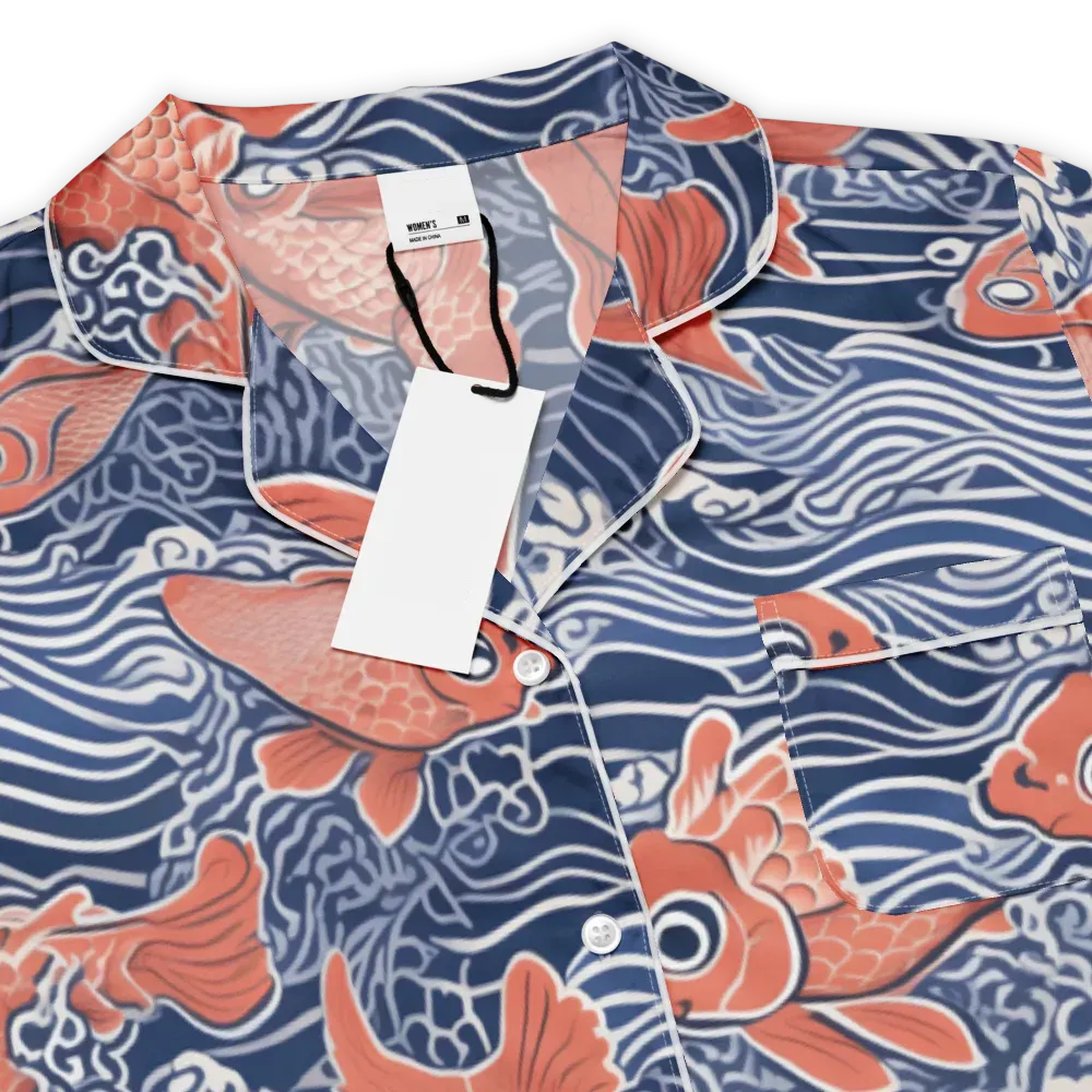 Navy Koi on Women's Short Sleeve Pajama Top — Product details