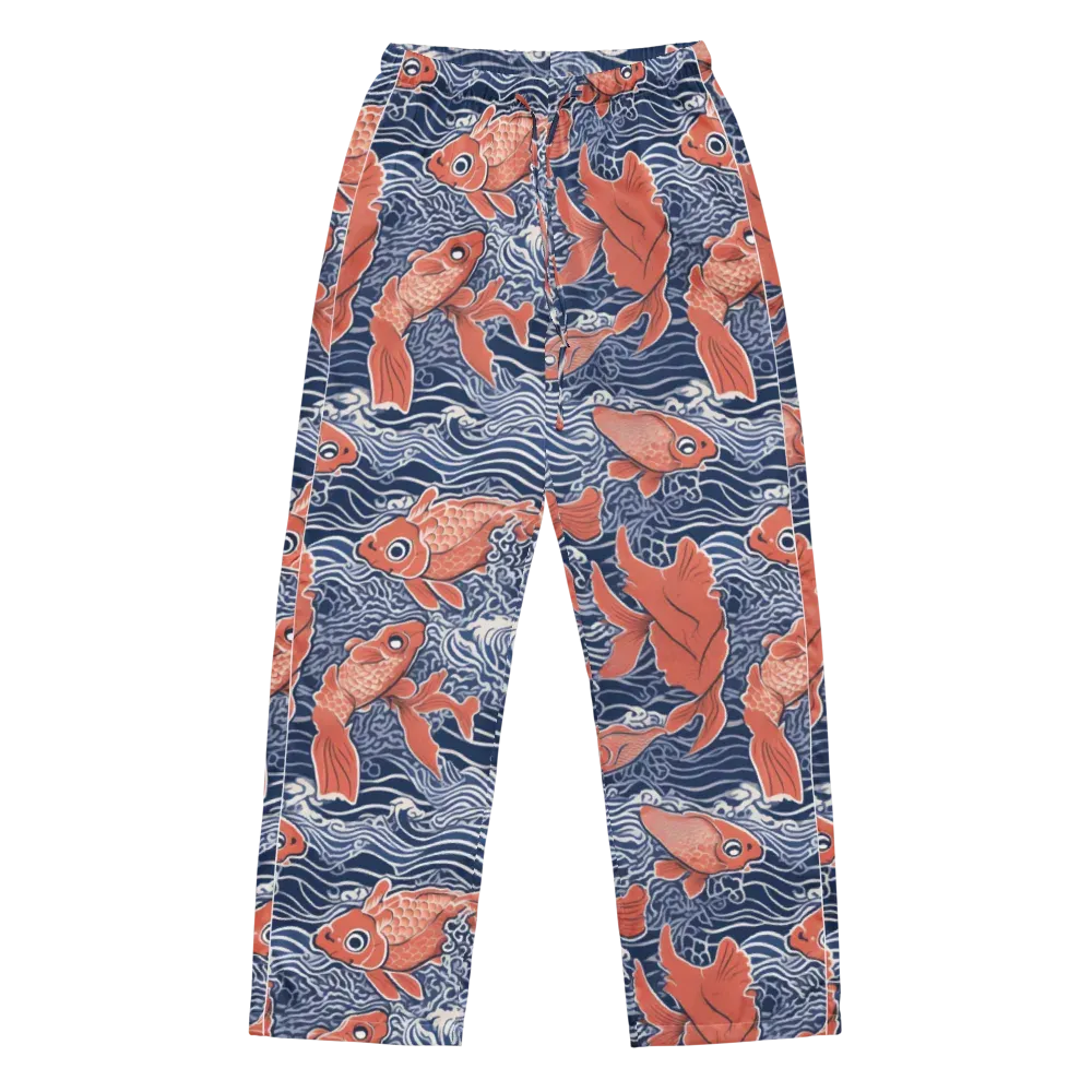 Navy Koi on Women's Pajama Pants — Front