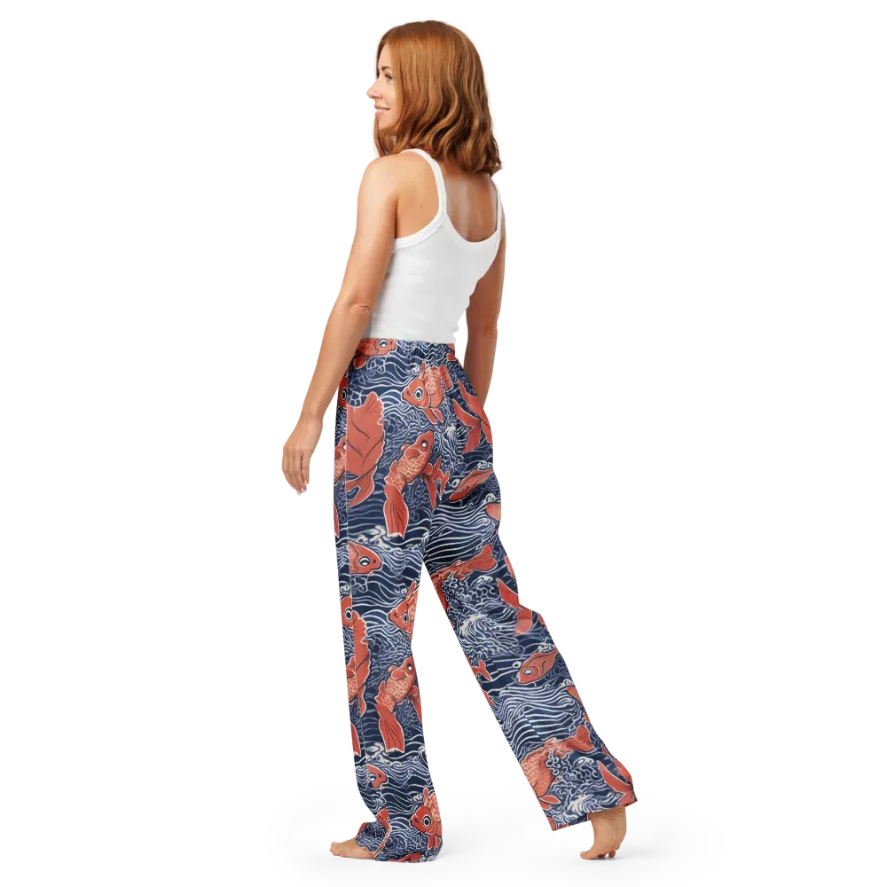 Navy Koi on Women's Pajama Pants — Back
