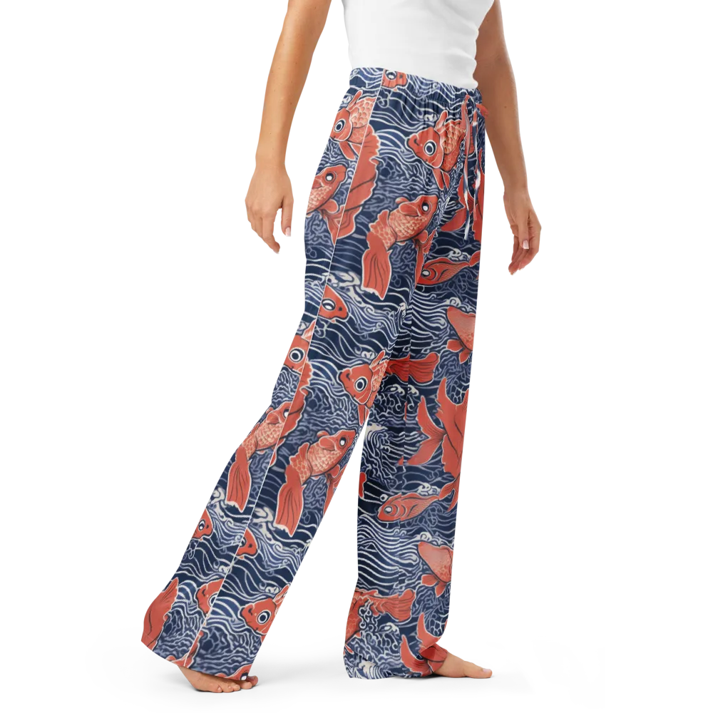 Navy Koi on Women's Pajama Pants — Right Front