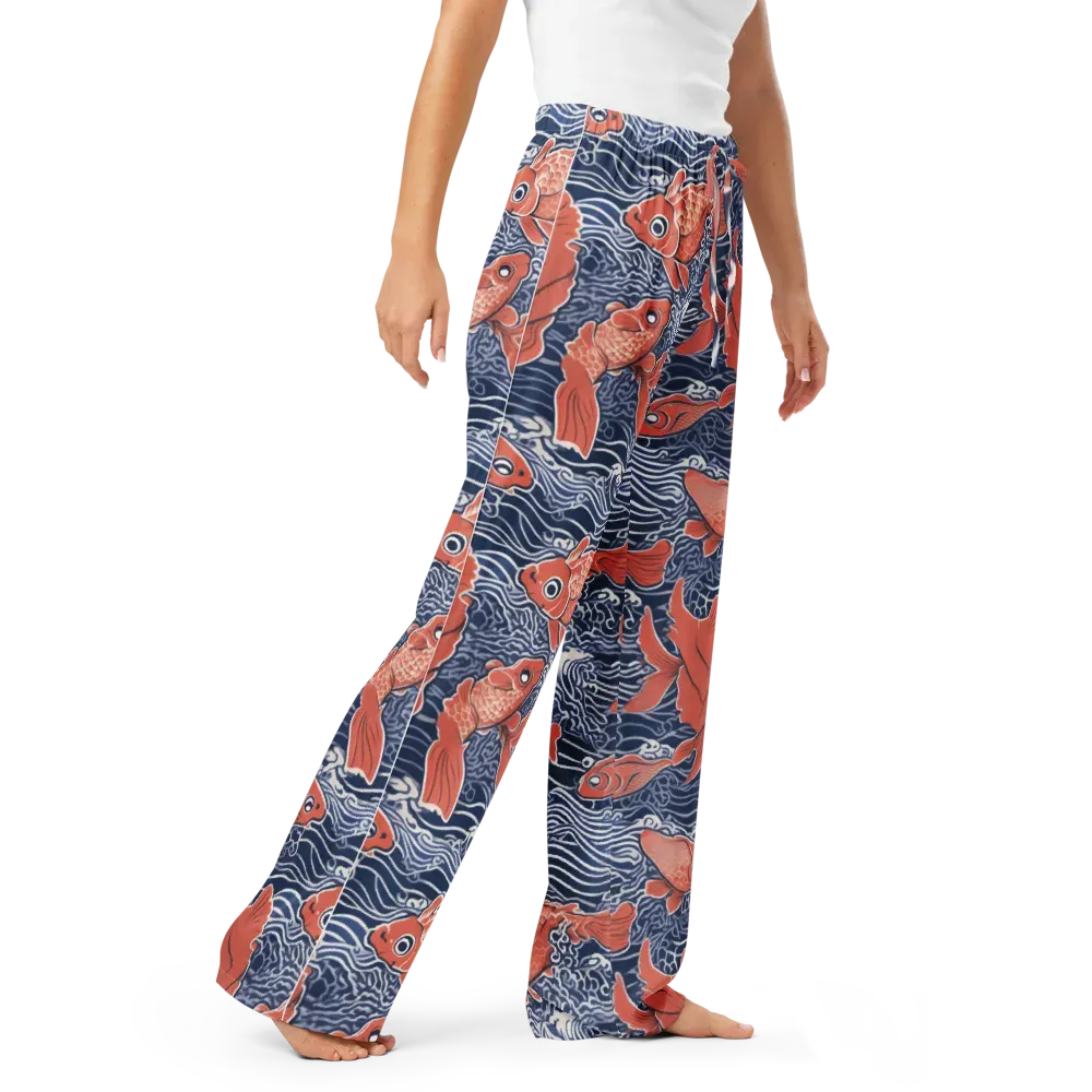 Navy Koi on Women's Pajama Pants — Right Front