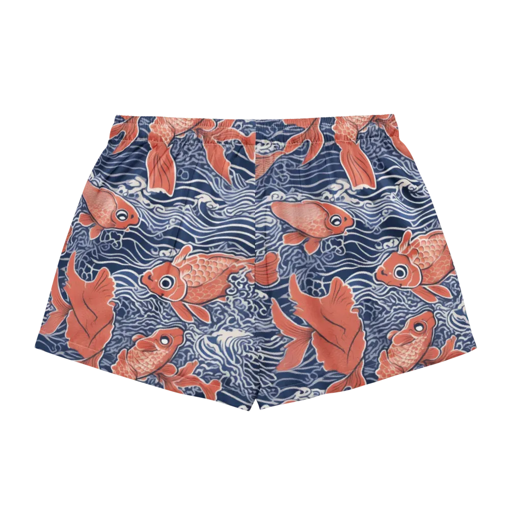Navy Koi on Women's Pajama Shorts — Back