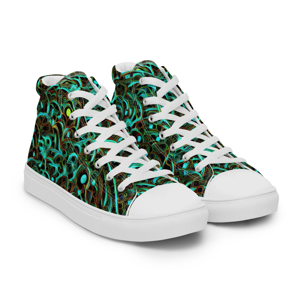 Dark Matter Drift on Men's High Top Canvas Shoes — Right Front