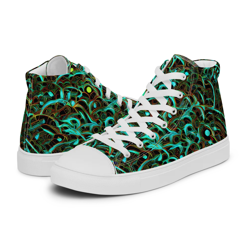 Dark Matter Drift on Men's High Top Canvas Shoes — Left