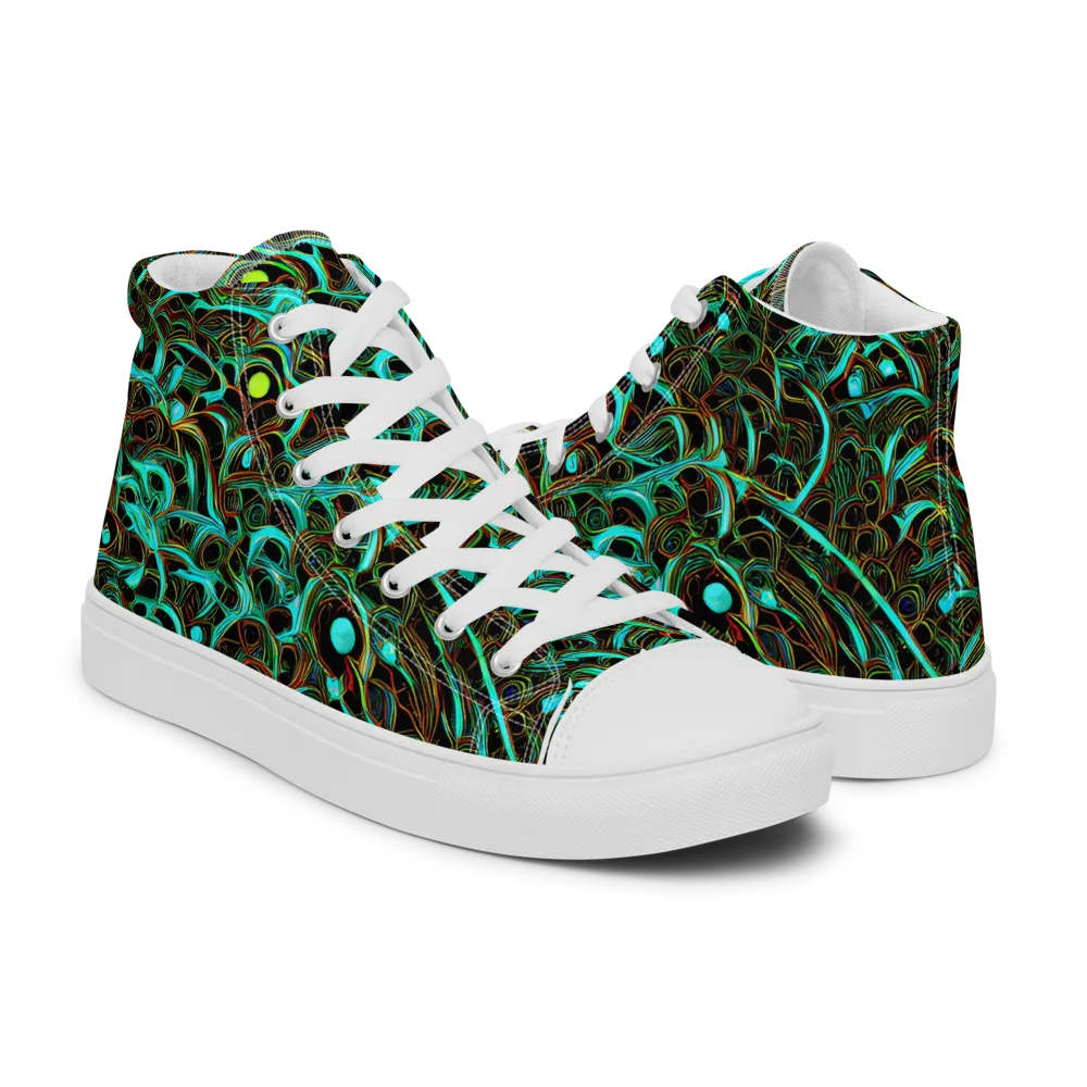 Dark Matter Drift on Men's High Top Canvas Shoes — Right
