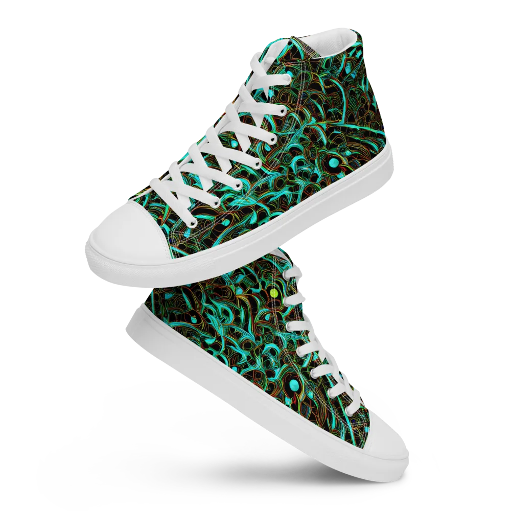 Dark Matter Drift on Men's High Top Canvas Shoes — Front