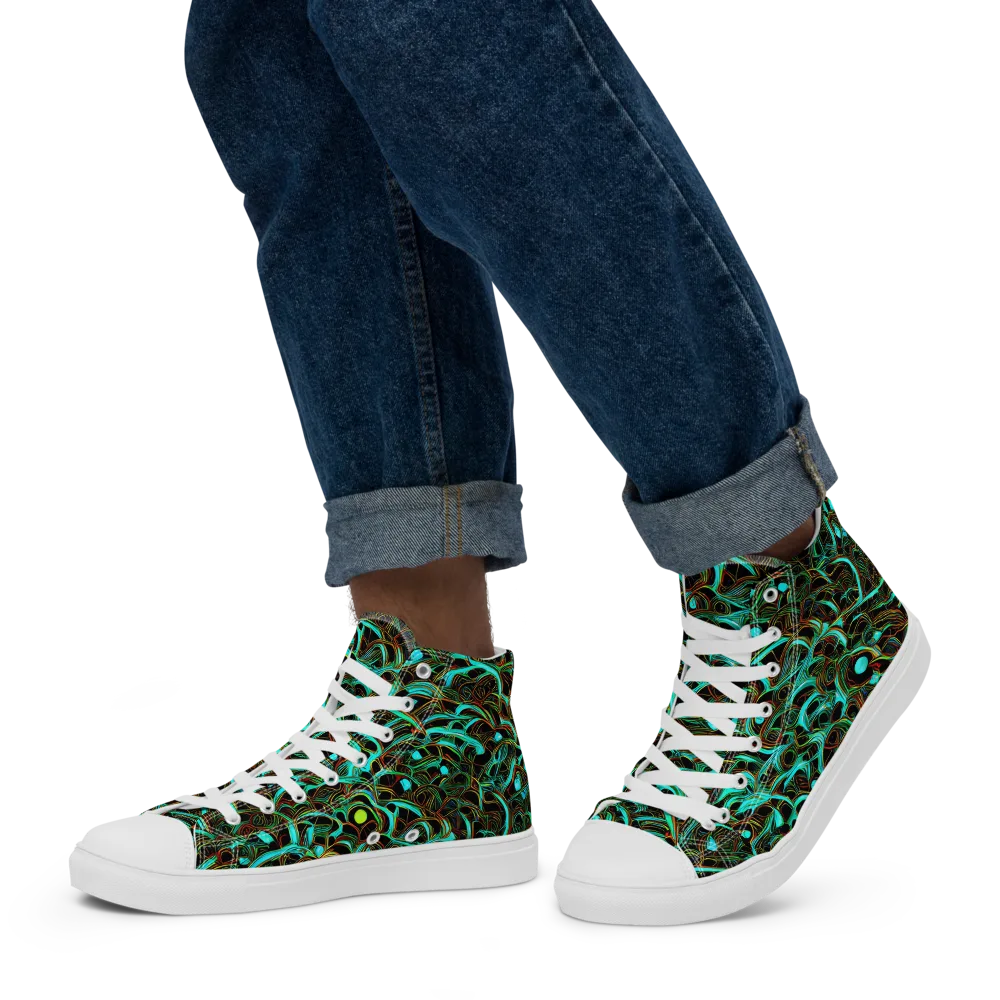 Dark Matter Drift on Men's High Top Canvas Shoes — Left