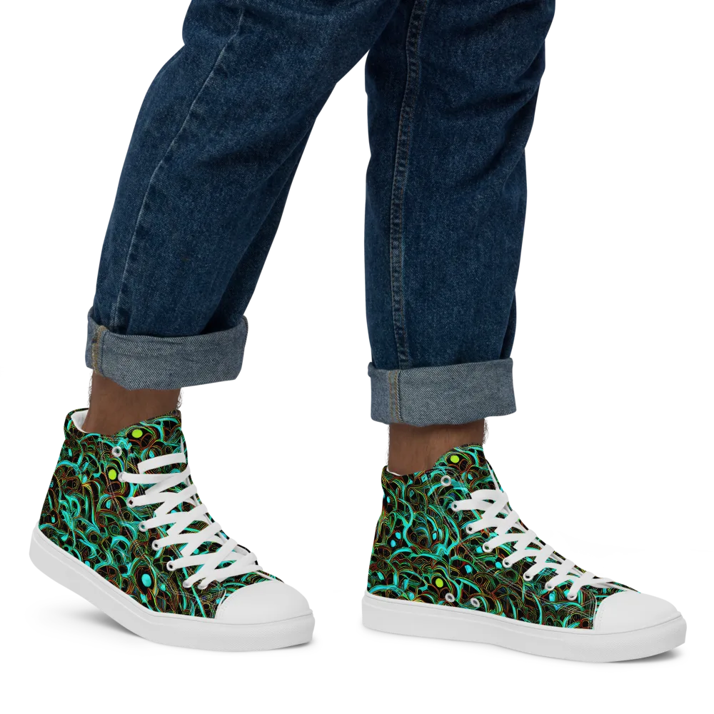 Dark Matter Drift on Men's High Top Canvas Shoes — Right