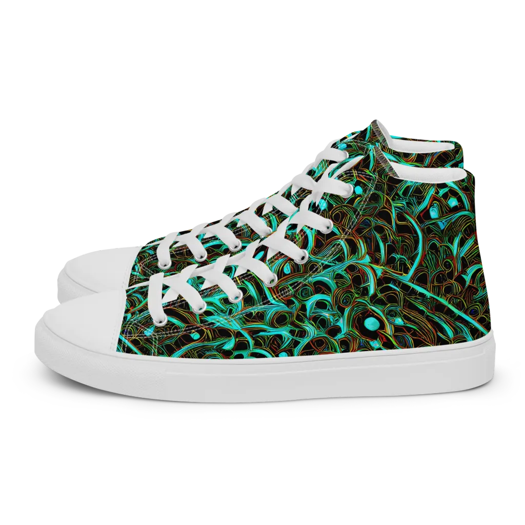 Dark Matter Drift on Women's High Top Canvas Shoes — Left