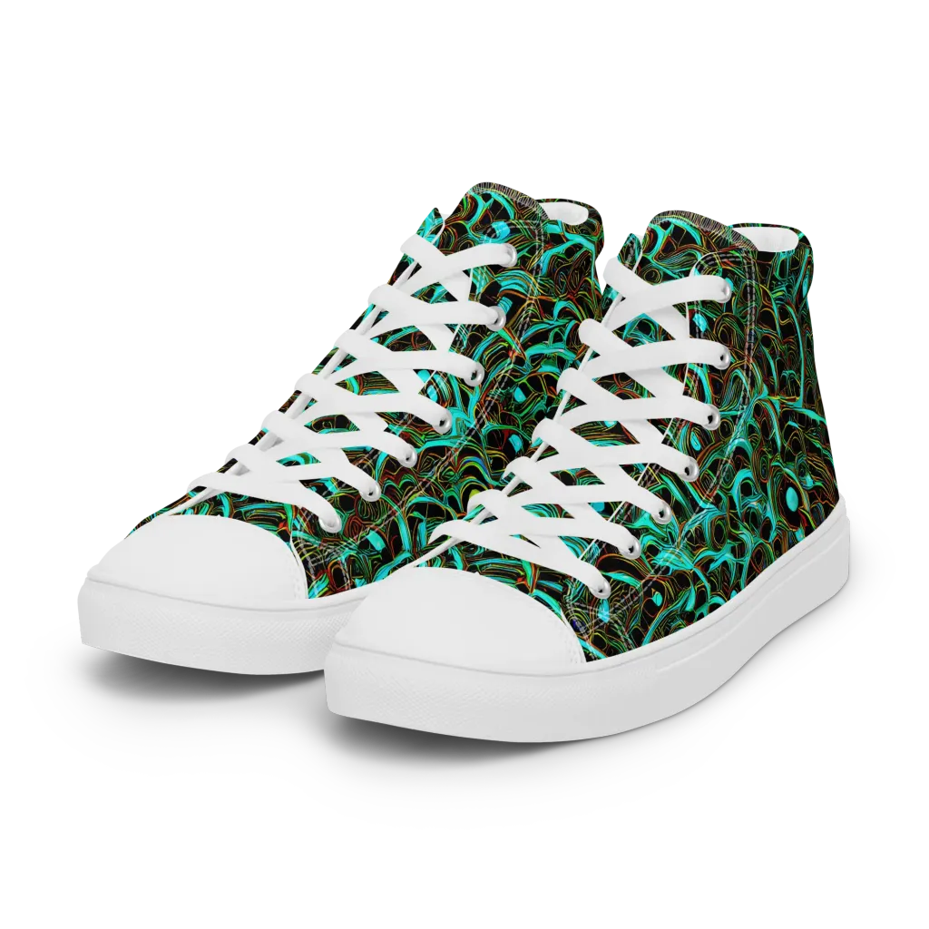 Dark Matter Drift on Women's High Top Canvas Shoes — Left Front
