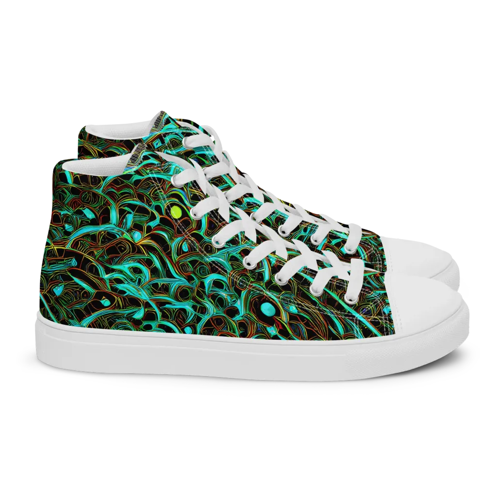 Dark Matter Drift on Women's High Top Canvas Shoes — Right