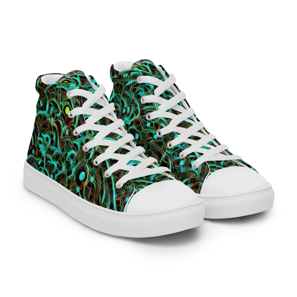 Dark Matter Drift on Women's High Top Canvas Shoes — Right Front
