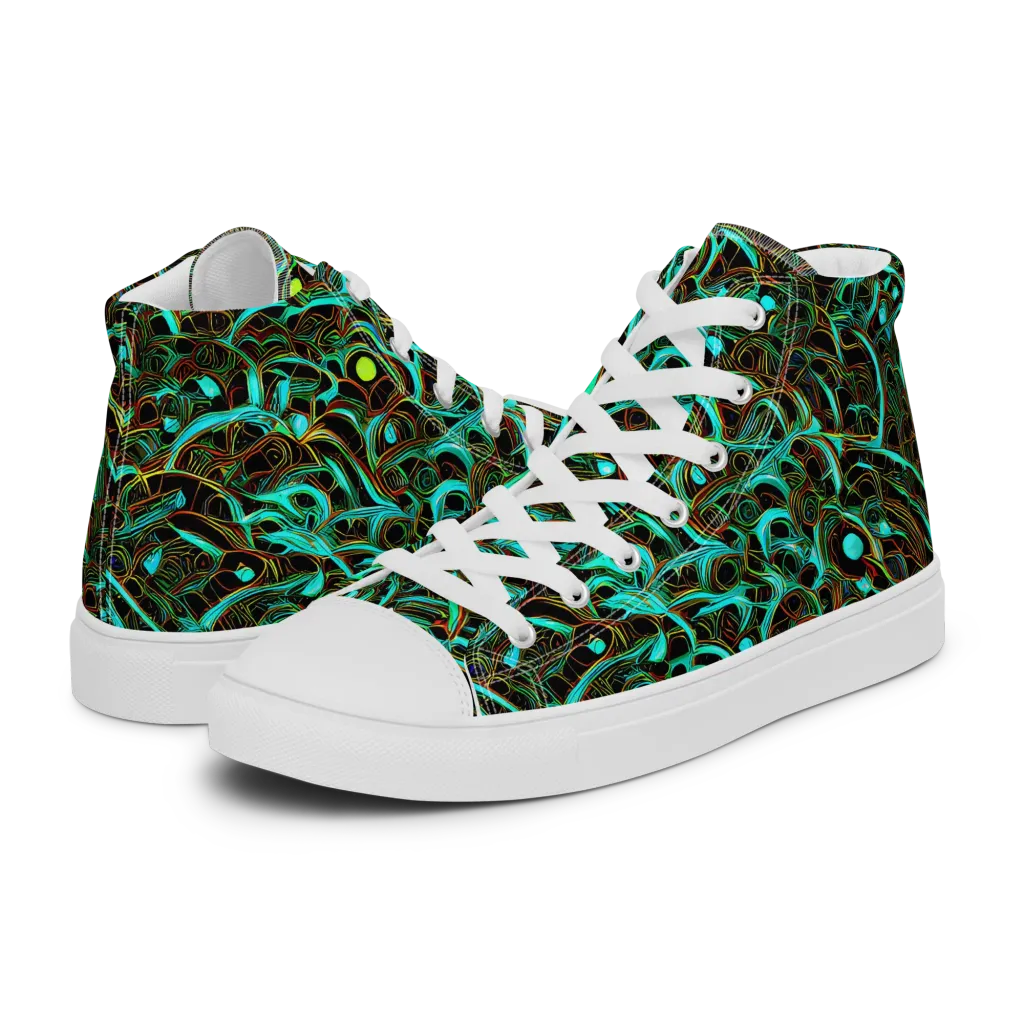 Dark Matter Drift on Women's High Top Canvas Shoes — Left
