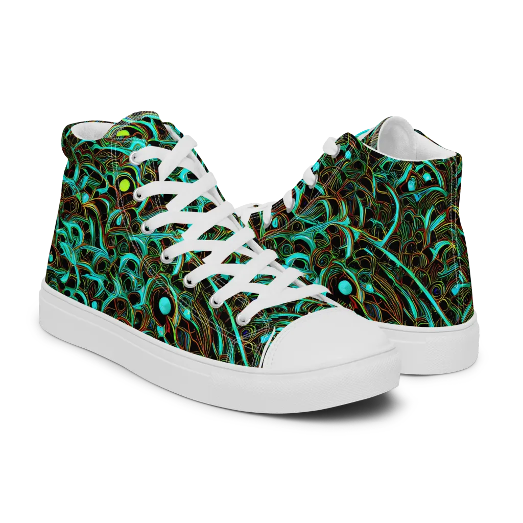 Dark Matter Drift on Women's High Top Canvas Shoes — Right