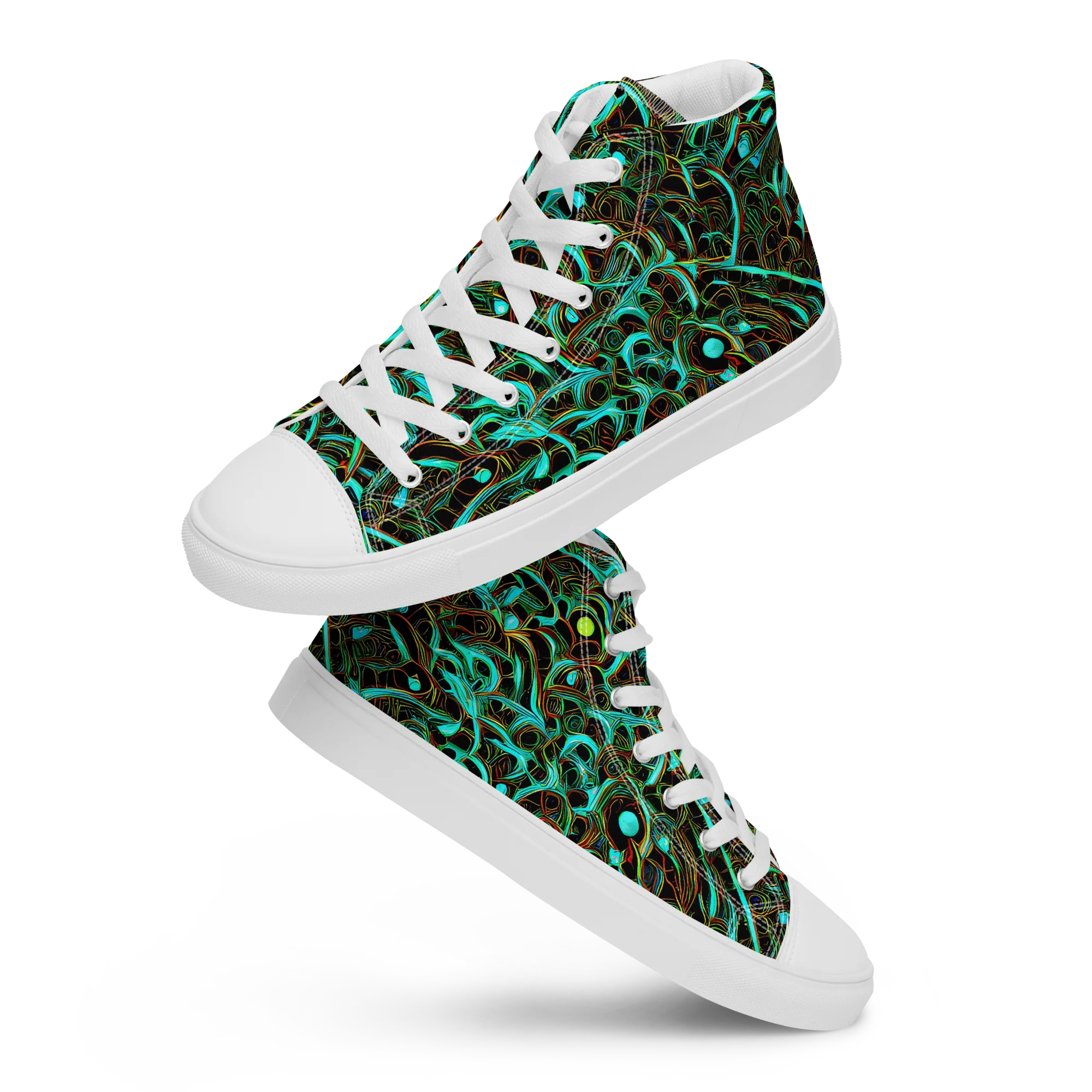 Dark Matter Drift on Women's High Top Canvas Shoes — Front