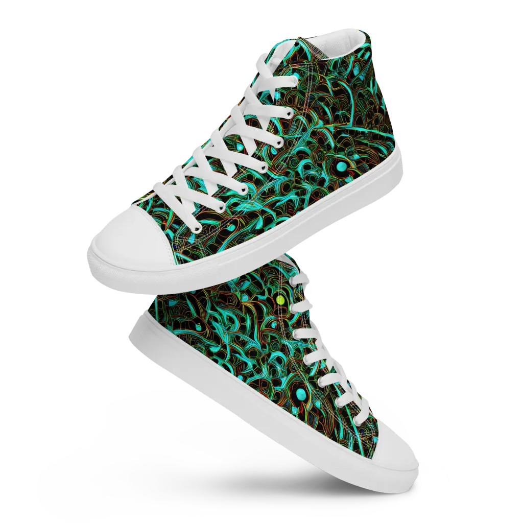 Dark Matter Drift on Women's High Top Canvas Shoes — Front