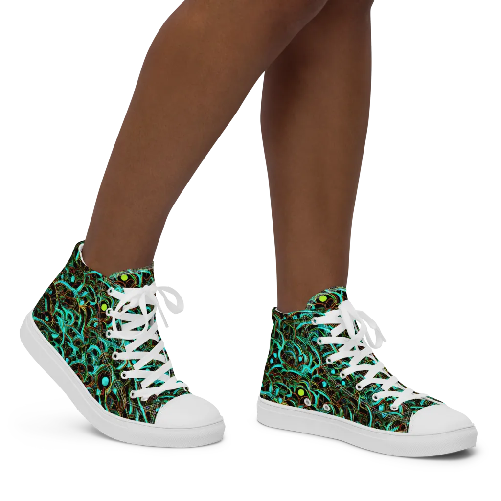 Dark Matter Drift on Women's High Top Canvas Shoes — Right