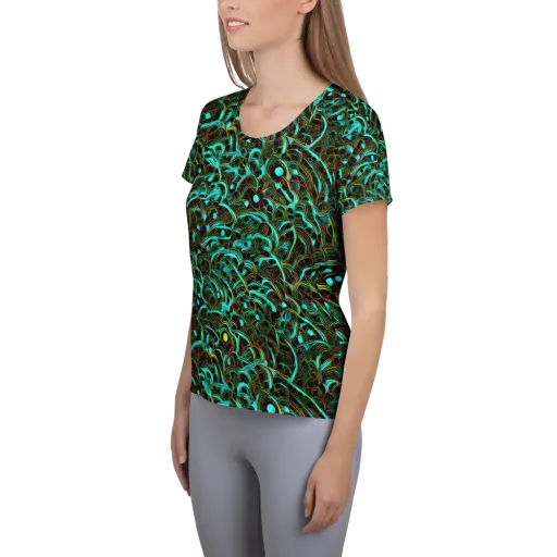 Dark Matter Drift on a Women's Athletic T-Shirt