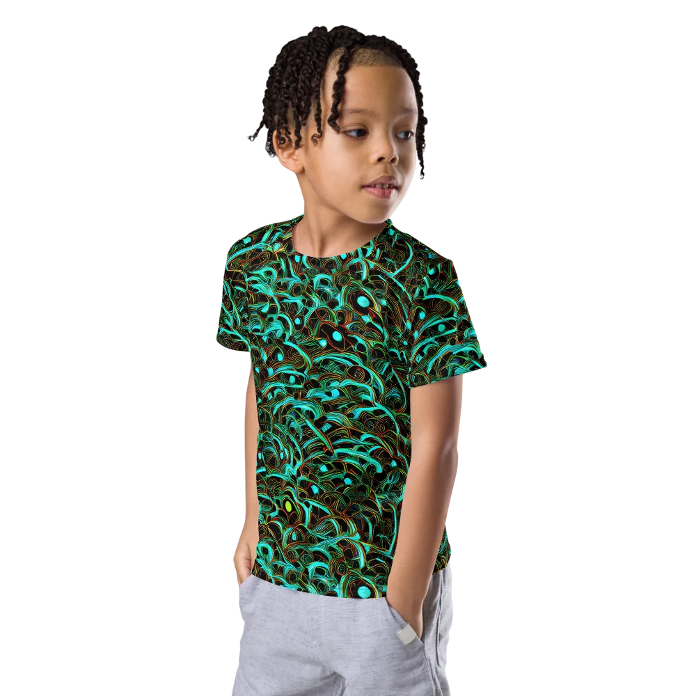 Dark Matter Drift on Kids Crew Neck T-Shirt — Left Front