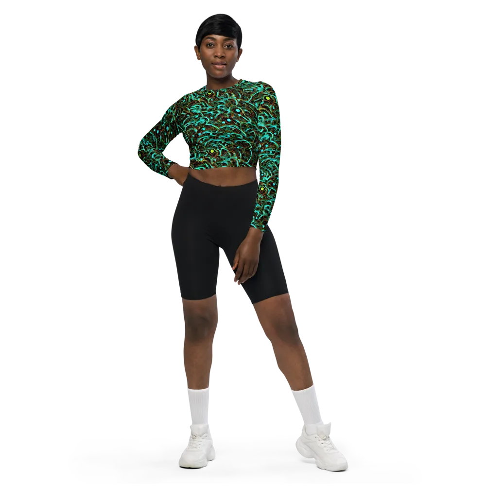 Dark Matter Drift on Long Sleeve Crop Top — Front