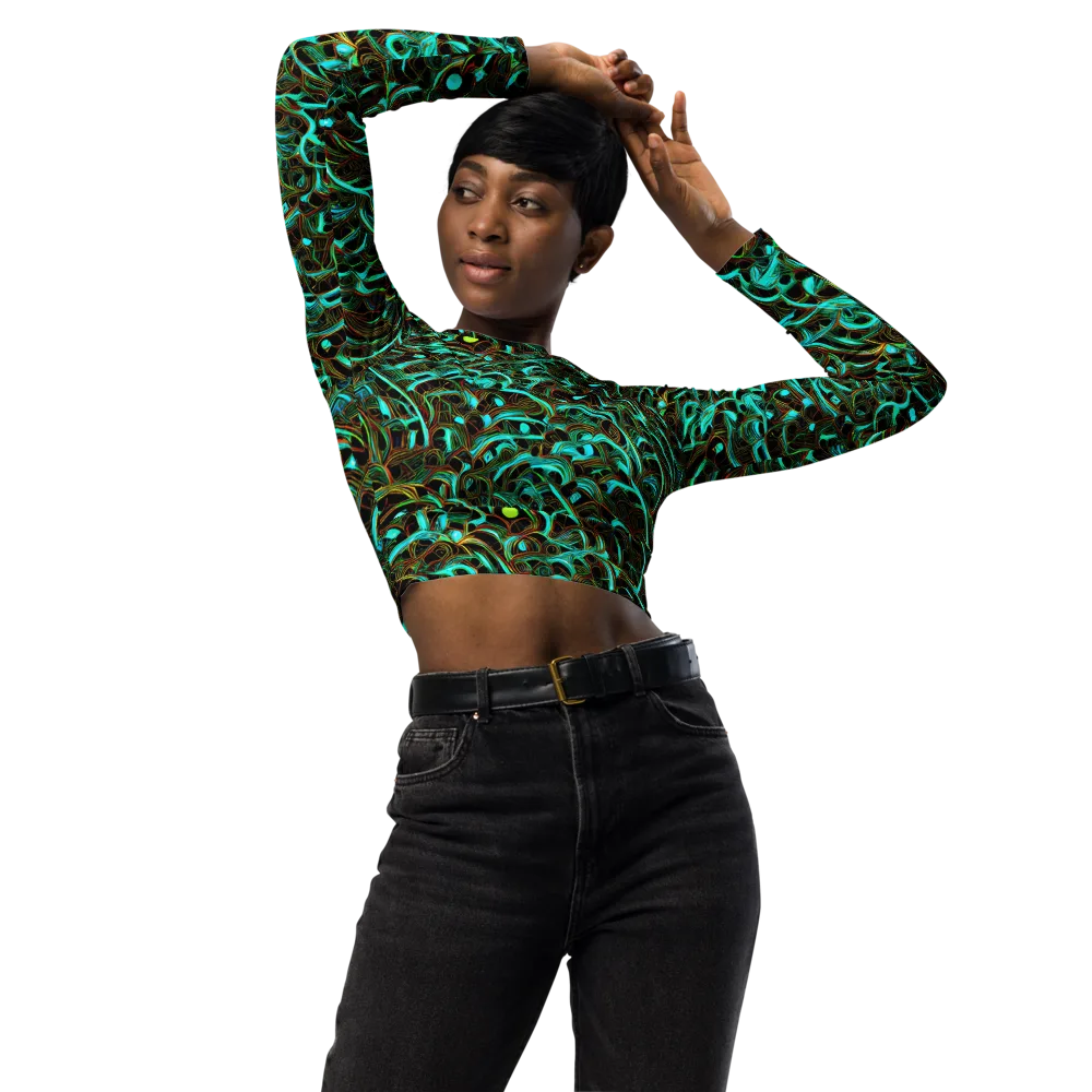 Dark Matter Drift on Long Sleeve Crop Top — Front