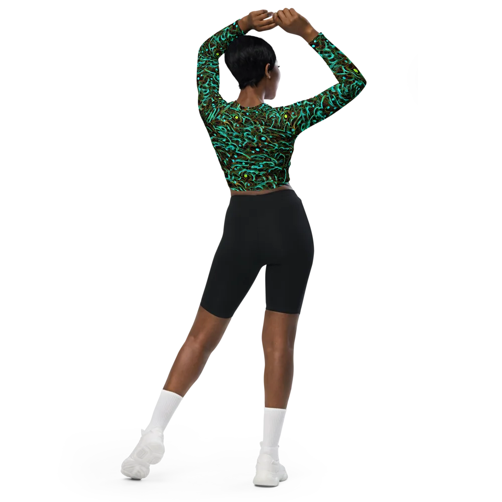 Dark Matter Drift on Long Sleeve Crop Top — Back