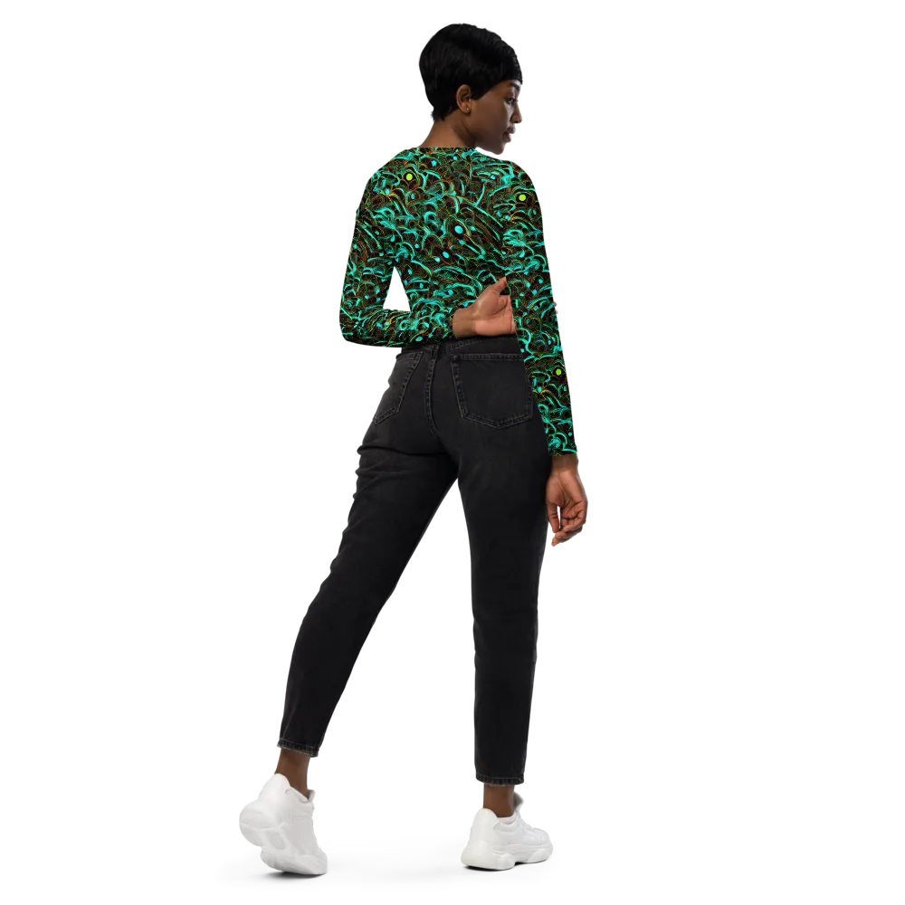 Dark Matter Drift on Long Sleeve Crop Top — Right Back