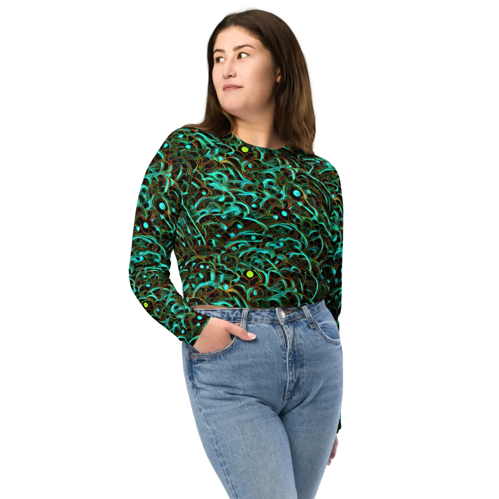 Dark Matter Drift on Long Sleeve Crop Top — Front