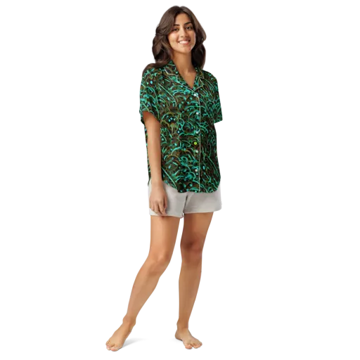 Dark Matter Drift on a Women's Short Sleeve Pajama Top