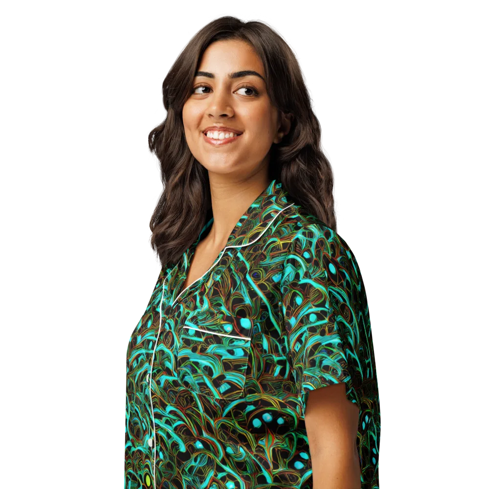 Dark Matter Drift on Women's Short Sleeve Pajama Top — Left Front